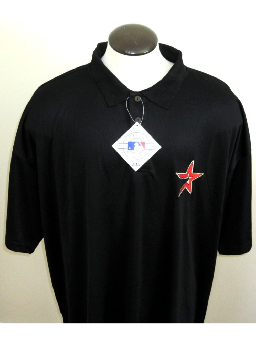 Houston Astros MLB Men's SS Vintage Logo 3 Button Polo Shirt Black Sizes NWT